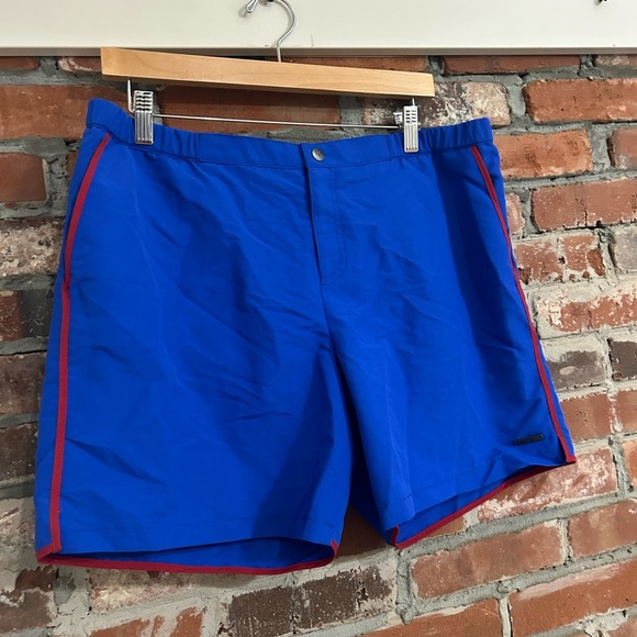 Parke & Ronen Red and Blue Trimmed Swimtrunks Size 36 - Picture 2 of 8